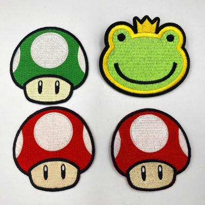 China Customized other fashion British style dog apparel embroidery patch cartoon mushroom embroidery animal patch for sale