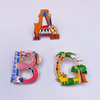 China Custom Hard 3D China Enamel Metal Badge Logo English Letters Manufacturers Lapel Pin for sale