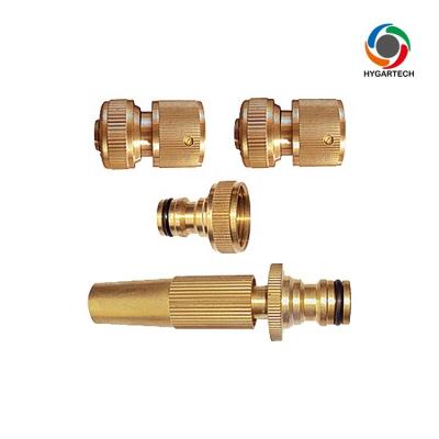 China Garden Sprinkler Or Home Wash Forged Brass Water Hose Spout Kit With Easy Full Click Plug In Hose Coupling And Faucet Connector for sale