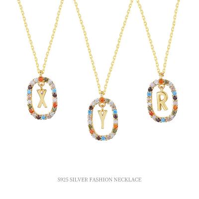 China Fashion Jewelry 925 Sterling Silver Jewelry And Zircon 26 Letter Design Necklace for sale