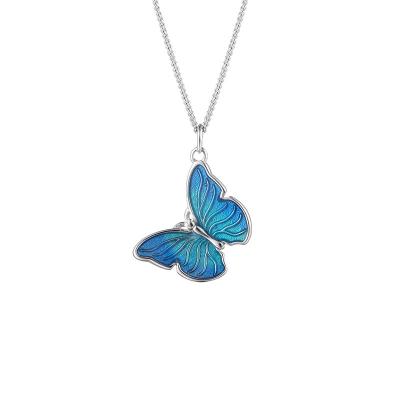 China CLASSIC Sterling Silver Blue Butterfly Pendant Necklace for sale