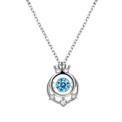 China Fashion S925 Crown Niche Design Sense Design Sense Clavicle Chain Jewelry Silver Round Cubic Zirconia Smart Necklace for sale