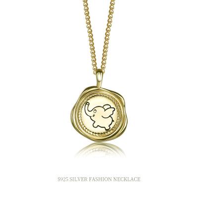 China Fashion 925 Silver Plated Necklace For Gifts Cartoon Elephant Pendant Necklace for sale