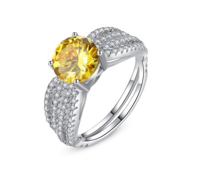 China S925 silver yellow zircon FASHIONABLE Ring European and American new retro fashion style temperament lady dress accessories for sale