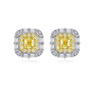 China FASHIONABLE European and American Simple Style Two Color Topaz Earrings S925 Silver Female Stud Earrings for sale