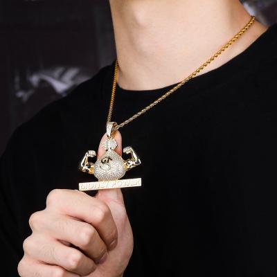 China Hiphop HipHop Jewelry Silver Power Zircon Pendant Necklace for sale