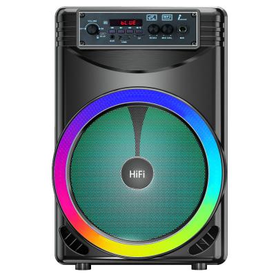 China 8 inch wireless circle colorful light speaker for party with AUX LED display. 8