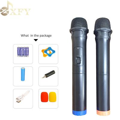 China Wireless MIC Dual Handheld Microphone VHF Microphone For Event Wireless MIC With Receiver Cheap Price for sale