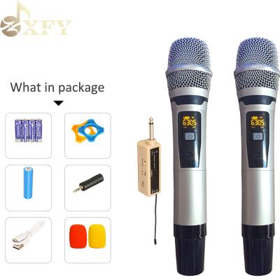 China New Popular Handheld Microphone UHF Hot Selling Popular Wireless Microphone With USB Receiver For Speaker Dual Wireless MIC for sale