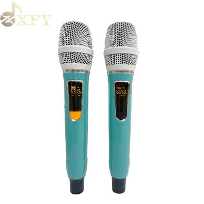 China Dual Handheld Microphone UHF Microphone With LED Display MIC Factory Direct Professional Wireless Handheld Microphone With Receiver Panel for sale