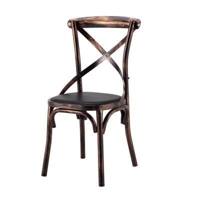 China Wholesale modern cheap stackable used restaurant chair metal cross restaurant furniture cafe back chair for sale for sale