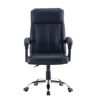 China Cheap Modern Luxury Black PU Leather Visitor Boss Office Guest Chairs Wheel Desk Swivel Chair (Height)Adjustable High Back For Sale for sale