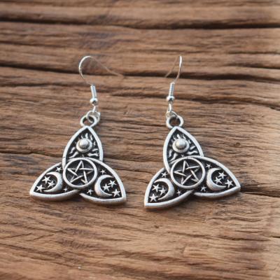 China Vintage Moon Goddess Triple Earring Triquetra Pentacle Jewelery for sale