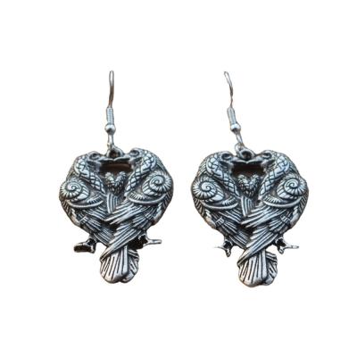 China Talisman Odin Ravens Two Ravens Huginn Vintage Norse and Celtic Couples Muninn Earring Reminiscent Woman Earring for sale