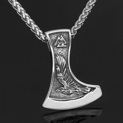 China Crow Wolf Necklace Stainless Steel Celtic Viking Odin Symbol Triangle Valknut Ax Jewelry CLASSIC for sale