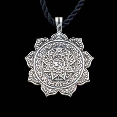 China Auspicious OM CLASSIC Symbols Meditation Yoga Buddha Gift Necklace Lucky Buddhist Mandala Pendant Charm for sale