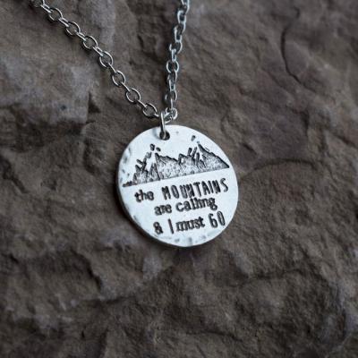 China CLASSIC cut out the mountains are calling and I must go outdoor camping mountain necklace jewelry gift for sale