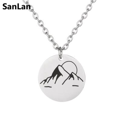 China CLASSIC Mountain Necklace Rising Sun Rising Sun Stainless Steel Travel Outdoor Rising Jewelry for sale