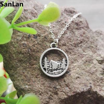 China CLASSIC Camping Pin In The Mountain Necklace Christmas Jewelry For Men Women for sale