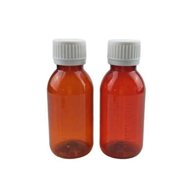 China Personal Care Amber Empty Medicine Bottles 60ml 100ml 120ml 250ml Cough Syrup Liquid Plastic Bottle With Tamper Proof Caps for sale