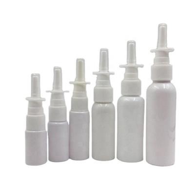 China 5ml 10ml 15ml 20ml 30ml 50ml 60ml empty white oronasal mist spray HDPE plastic throat bottle for pharmaceutical packaging for sale