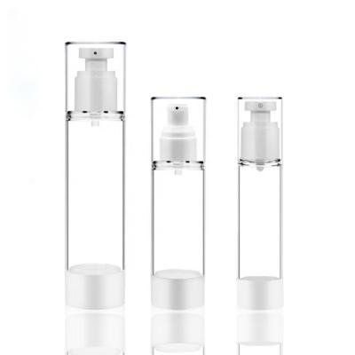 China 15ml 30ml 50ml Cosmetic Empty White AS Vacuum Pump Plastic Cosmetic Spray Bottle Airless Pump Bottle for sale