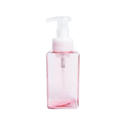 China Cosmetic PET Square 250ml Pink Plastic Foam Pump Bottles For Liquid Soap for sale