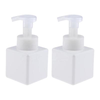 China PET Square Cosmetic Liquid Soap Dispenser Foamer Pump Up 250ml Empty Foam Pump Bottles for sale