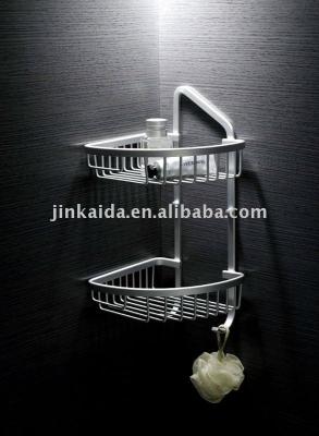 China Bathroom Aluminum Rack Corner Shelf Corner Aluminum Basket with Hooks for sale