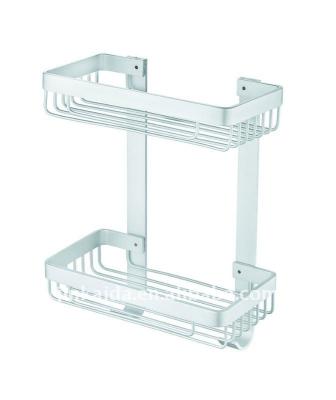 China Aluminum Aluminum Bath Rack Bathroom Basket 2 Layers Square Shape With Hooks L09-3-2D for sale