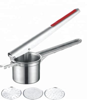 China Latest Design Stainless Steel Potato Potato Masher With 3pcs Replaceable Discs Silicone Handle for sale