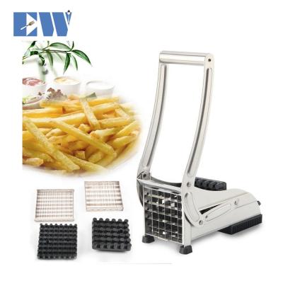 China Viable commercial French fries cutter with 2 blades, vegetable cleaver, stainless steel potato press cleaver for sale