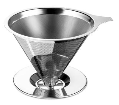 China Viable Stainless Steel Drip Cone Coffee Filter With Stand Separate Coffee Dripper Coffee Brewer for sale