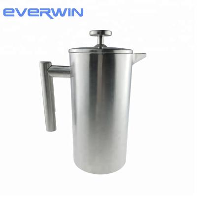 China Highly Polish Sustainable Stainless Steel 1000ML Double Wall French Press Coffee Maker for sale