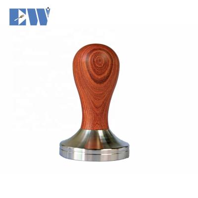 China 51mm Durable Wooden Handle 304 Stainless Steel Coffee Tamper 58mm for sale