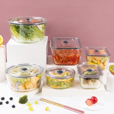 China Freshness Preservation / IKITCHEN BPA Free Heated Box Organization Food Transparent Glass Storage Containers With Airtight Lids Set For Kitchen for sale