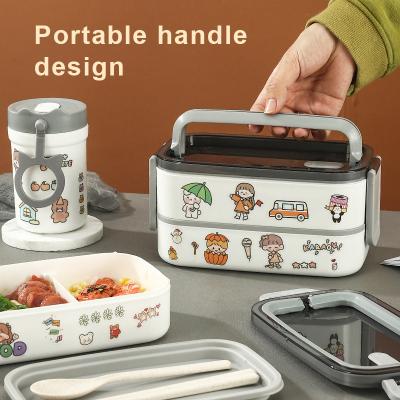 China Freshness Preservation IKITCHEN Amazon Tiffin Bowl Insulated Kids PP Lunch Box Microwavable 2 Layer Stainless Steel Bento Lunch Box for sale