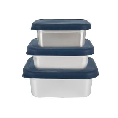 China High Quality IKITCHEN Hot Sale 304 Stainless Steel Bento Box Viable Leakproof Lunch Box Lunch Box With Silicone Lid for sale