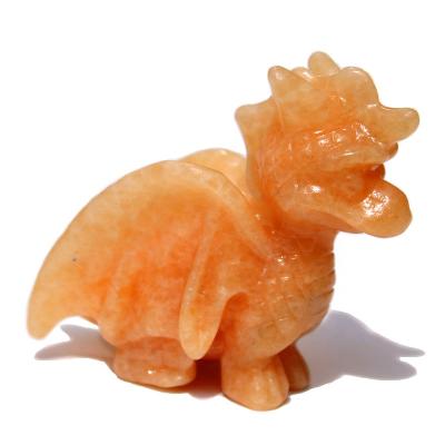 China Europe Hand Carved Jade Crystal Small Flying Dragon Carving Natural Orange For Home Decoration for sale