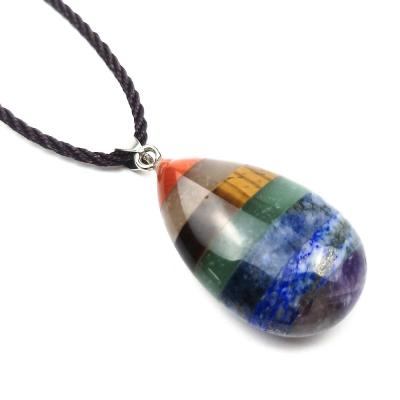 China Europe Wholesale Price 3cm Natural Gemstone 7 Seven Chakra Healing Crystal Teardrops For Pendant for sale