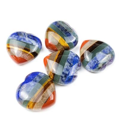 China Natural Gemstone Crystal Puffy Hearts For Healing from Europe 7 Seven Chakra Wholesale Price for sale