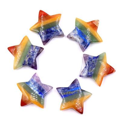 China Natural Gemstone Crystal Mini Five-Pointed Stars Energy Reiki Healing Wholesale Price Seven 7 Chakra From Europe for sale