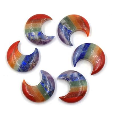 China Europe the Wholesale Price 3cm Natural Seven Chakra Jade Crescent Crystal Moon Craft For Healing for sale