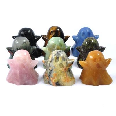 China Europe Hand Carved Natural Mixed Crystal Ghosts Carving For Halloween Decoration for sale