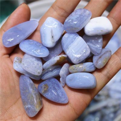 China China Highly Polished Natural Blue Lace Agate Crystal Healing Tumbled Stones For Home Decoration for sale