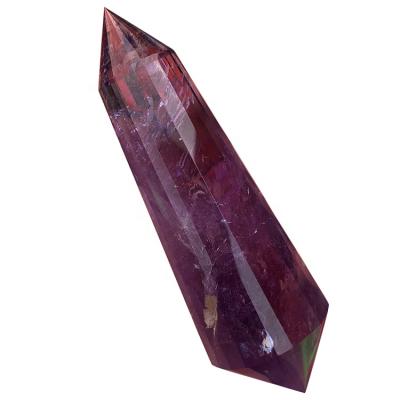 China Europe Hand Carved Natural Quartz Crystal Vogel Wand With Amethyst Double Ended for sale