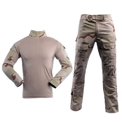 China Anti-Static Military Uniform With Dismountable Desert Tricolor Camouflage Elbow Pads Tactical Combat Uniform for sale