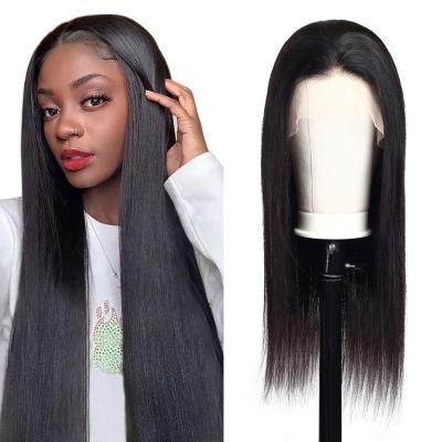 China Human Hair Lace Front Closure Virgin Brazilian Cuticle Wave Wigs Wholesale Silky Straight Human Hair Aligned Swiss Lace Hair Frontal Wig With Baby Hair for sale