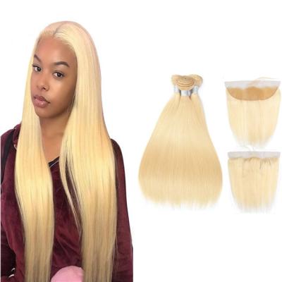 China Wholesale Price Blonde 613 Straight Cuticle Aligned Virgin Hair Straight Ear To Ear 13x4 HD Transparent Lace Frontal Closure for sale