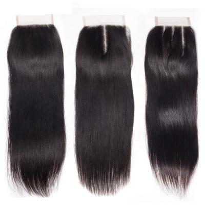 China Directly Wholesale All Color High Quality Human Straight Hair Weave Bundles With 4x4 Closure, HD Transparent Swiss Lace Closure for sale